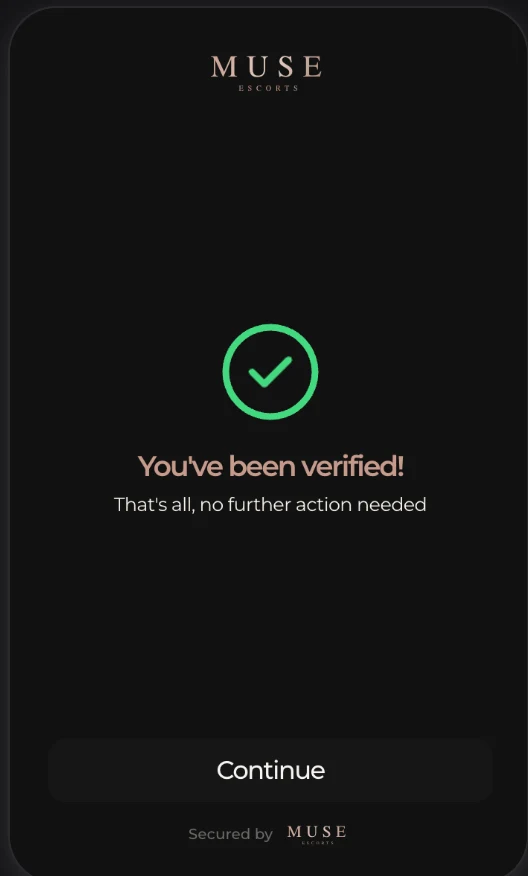 Success screen reading You've been verified, no further action needed.